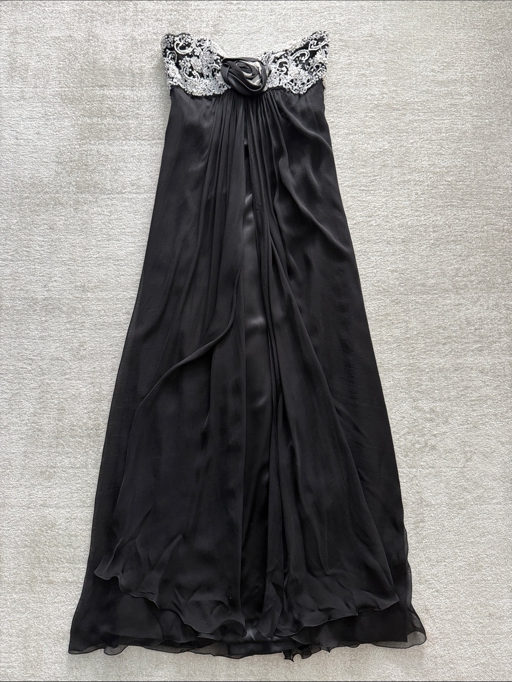 Vicky Tiel Couture Black and White Strapless Gown Evening Wear Summer Wedding